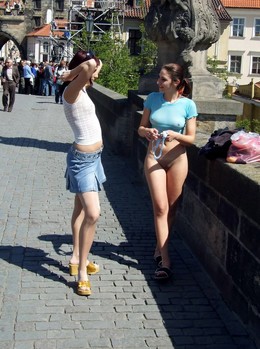 Sexy girls nudists on european streets..