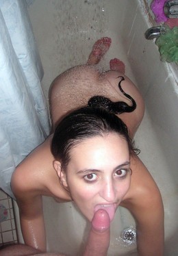 Take a shower and fuck mouth of my chick